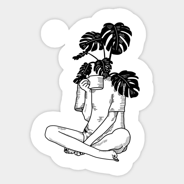 Coffee & Monstera Sticker by kimblackart